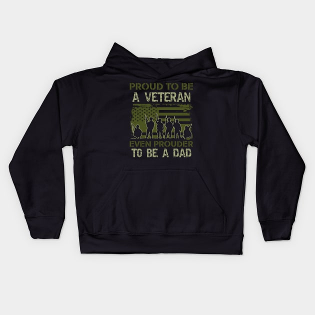 Proud To Be A Veteran Dad- patriotic- USA Kids Hoodie by Crimson Leo Designs